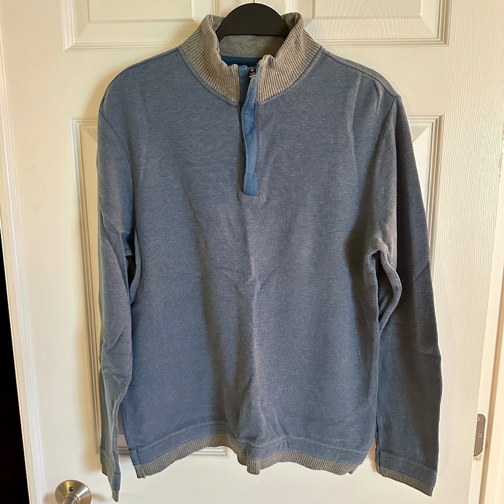 Men's Banana Republic, Quarter-Zip, Blue Cotton Sweater, Size M